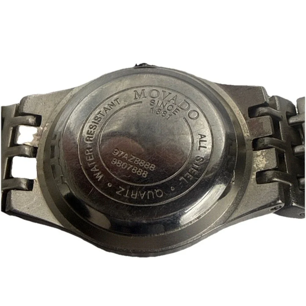 Vintage Movado Museum 97AZ8888Swiss Quartz Watch Black Dial Stainless steel